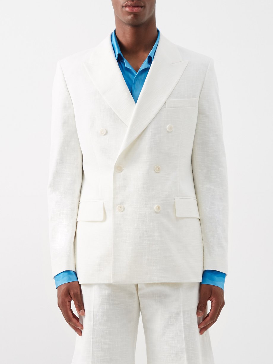 White Double-breasted cotton suit jacket | Casablanca | MATCHESFASHION UK
