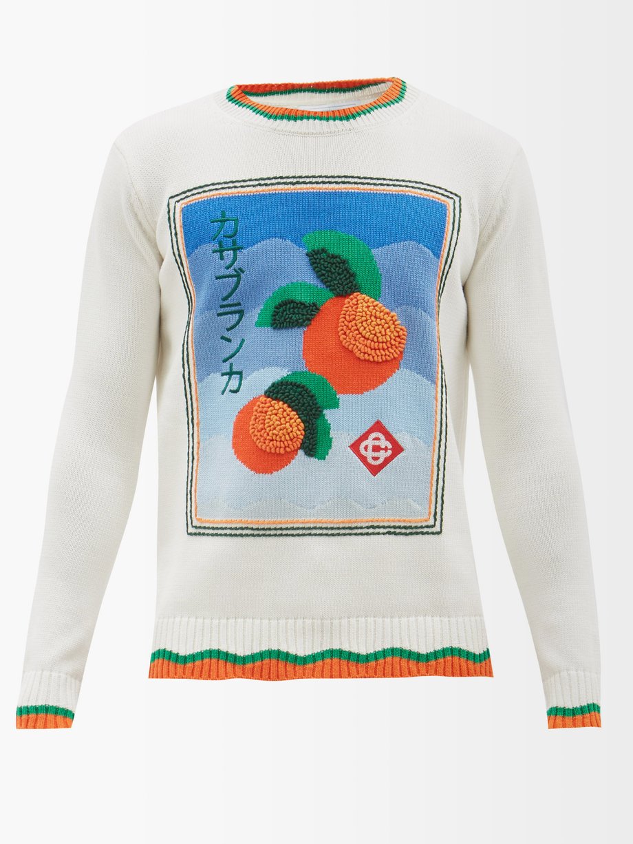 White Orange-intarsia cotton sweater | Casablanca | MATCHESFASHION US