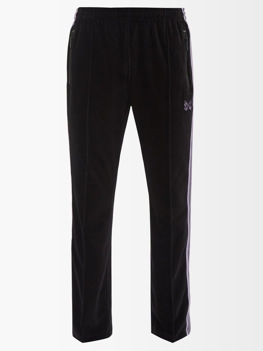 Butterfly-embroidered velour track pants Black Needles | MATCHESFASHION FR
