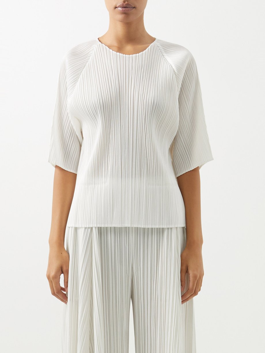 White Technical-pleated top | Pleats Please Issey Miyake ...