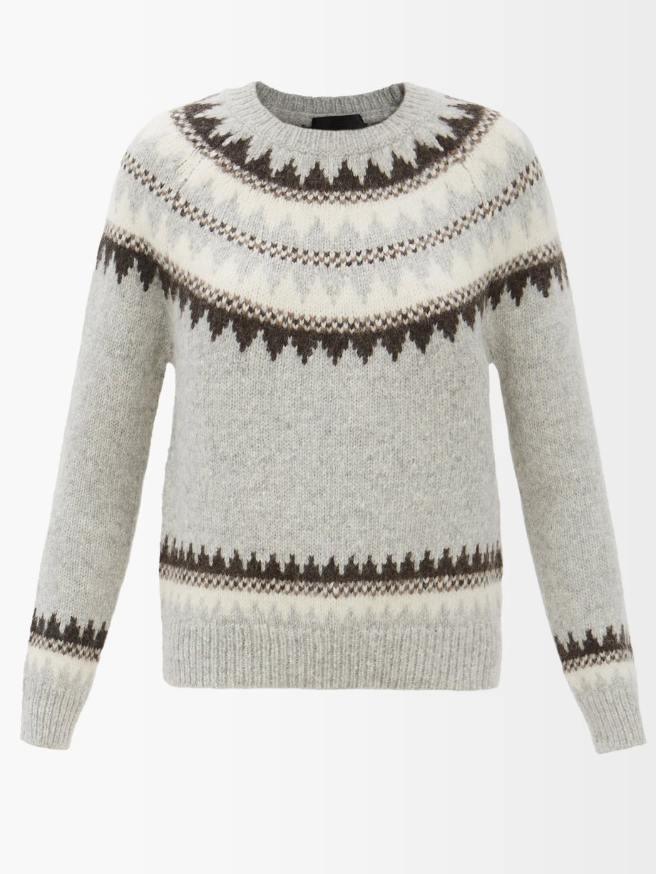 Grey Madeleine Fair Isle-intarsia alpaca-blend sweater | Nili Lotan ...