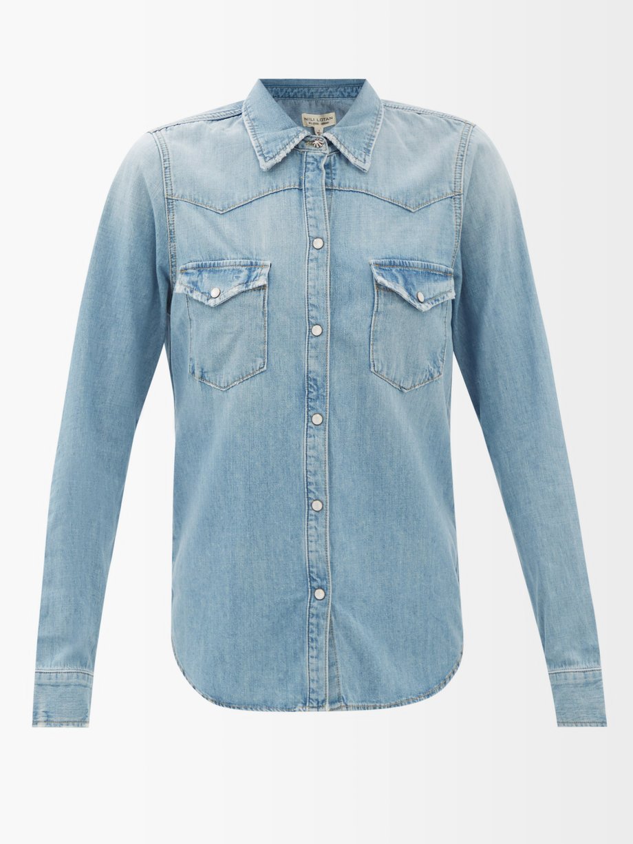 Blue Travis flap-pocket cotton-denim shirt | Nili Lotan | MATCHESFASHION US