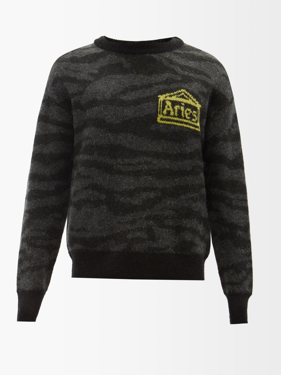 Grey Kurt tiger-jacquard sweater | Aries | MATCHESFASHION UK