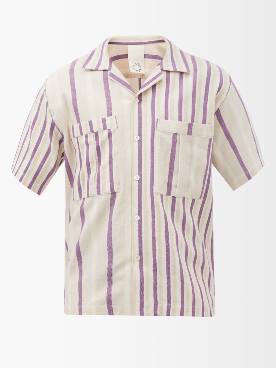 Neutral Camp-collar striped-cotton shirt | Marrakshi Life ...