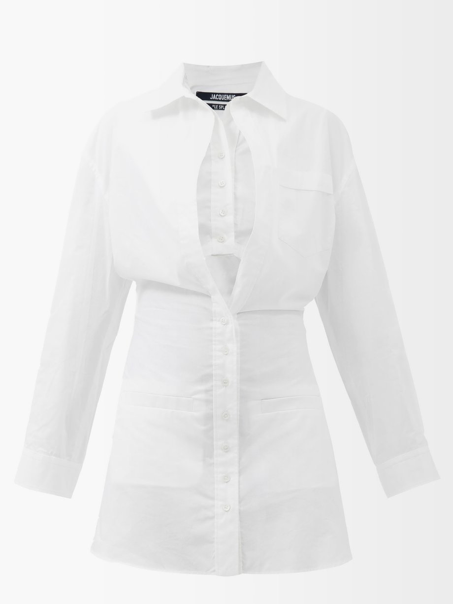 자크뮈스 컷아웃 셔츠 원피스 Jacquemus White Baunhilha cutout cotton-poplin shirt dress
