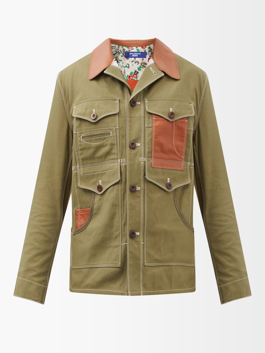 Green Panelled satin and cotton-canvas field jacket | Junya Watanabe ...