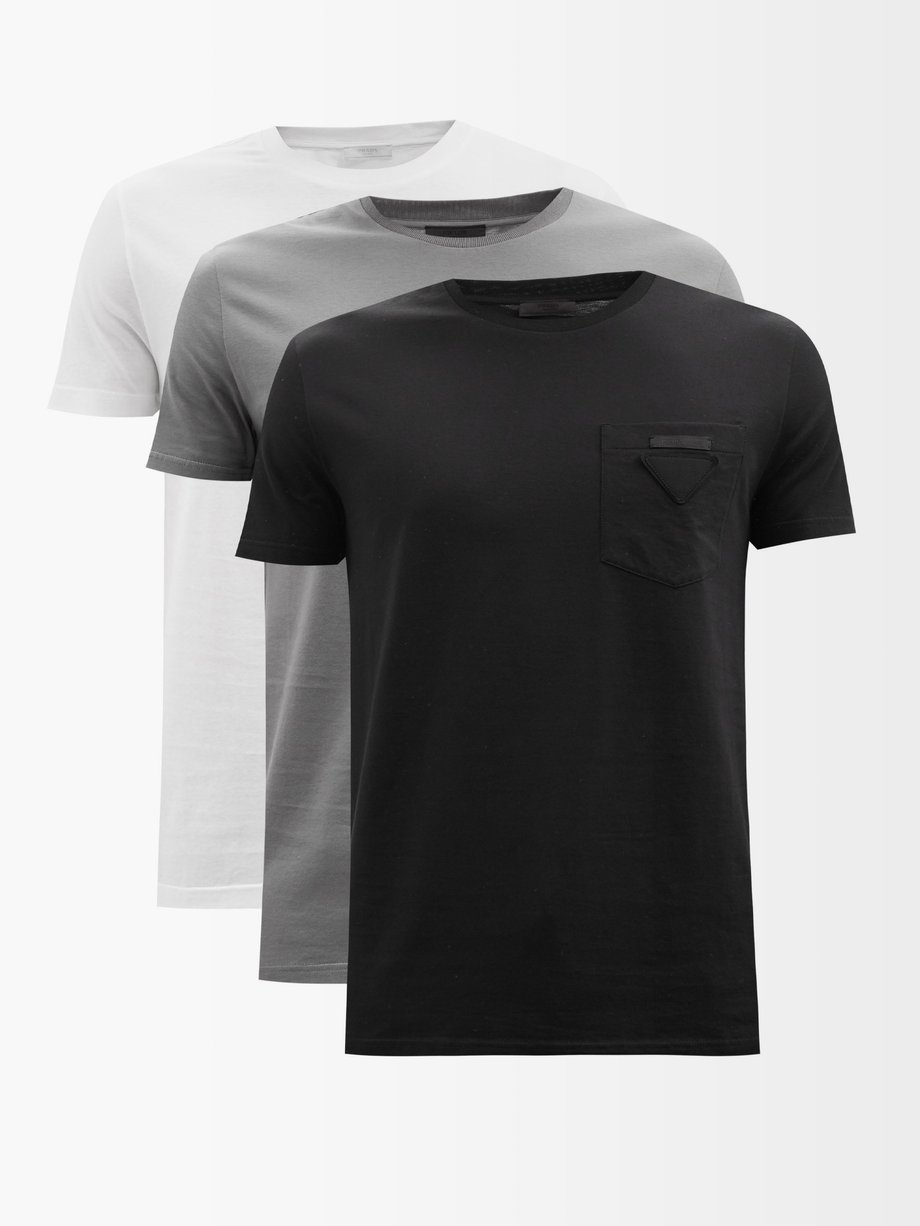 nephew salad Razor Grey Pack of three cotton-jersey T-shirts | Prada | MATCHESFASHION US