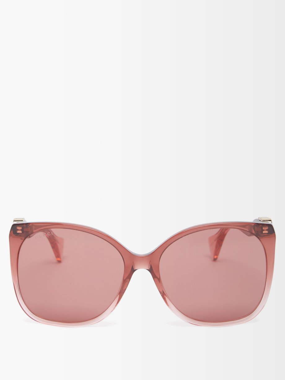 Oversized butterfly acetate sunglasses Pink Gucci | MATCHESFASHION FR