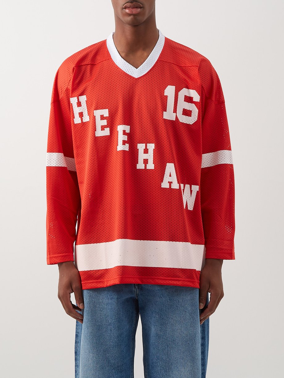 Red Heehaw-print mesh long-sleeved T-shirt | ERL | MATCHESFASHION AU