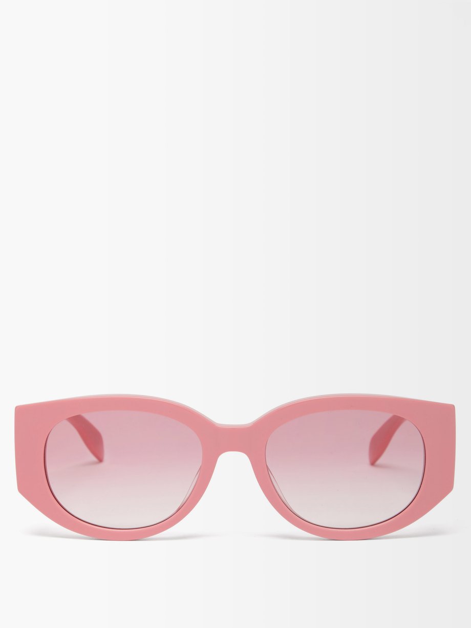Pink Oval acetate sunglasses | Alexander McQueen | MATCHESFASHION US