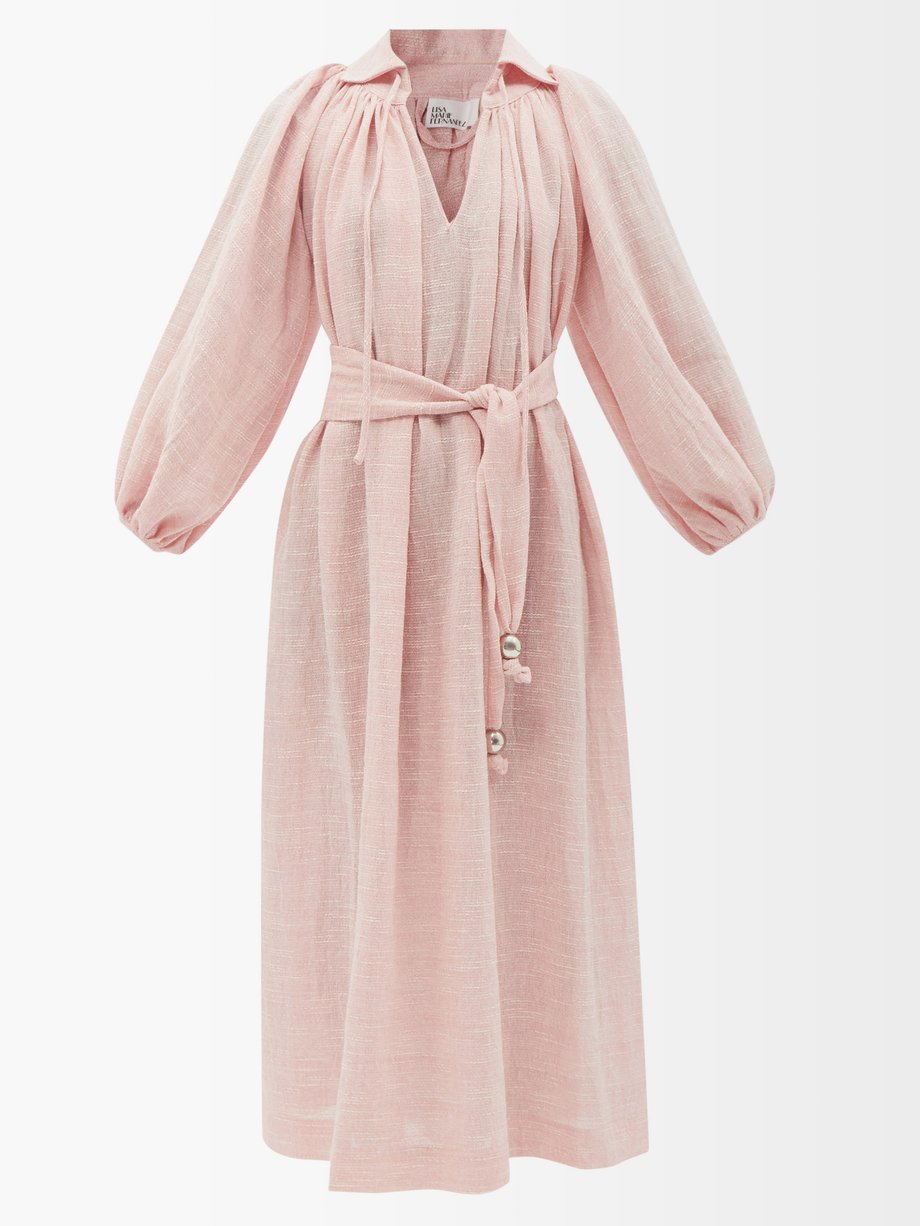 Lisa Marie Fernandez Pink Poet slubbed linen-blend gauze maxi dress ...