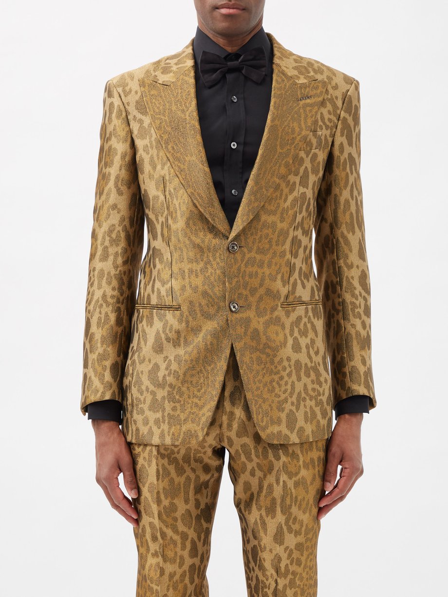 Tom Ford Gold Leopard-brocade suit jacket | 매치스패션, 모던 럭셔리 온라인 쇼핑
