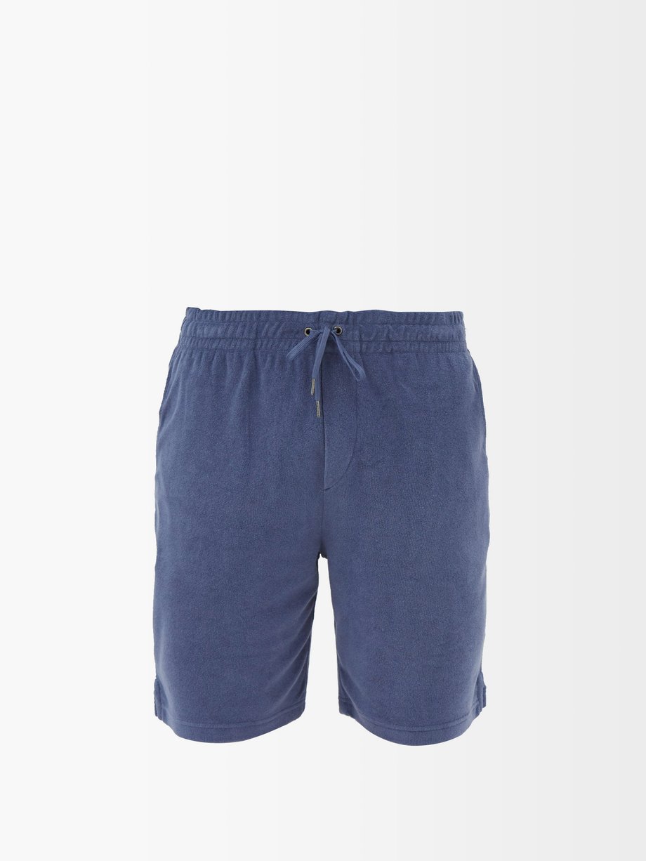 폴로 랄프로렌 반바지 Polo Ralph Lauren Blue Logo-embroidered cotton-terry shorts