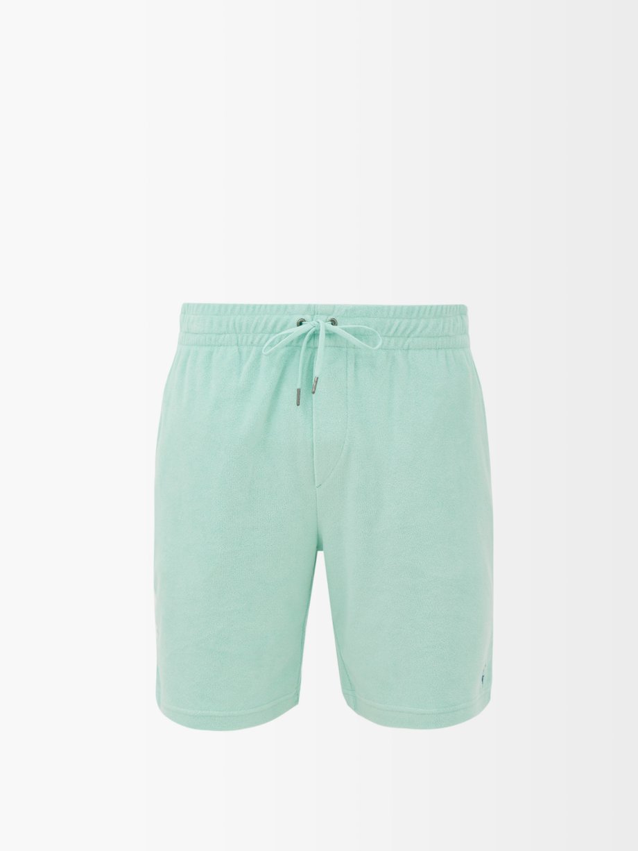 폴로 랄프로렌 반바지 Polo Ralph Lauren Green Logo-embroidered cotton-terry shorts