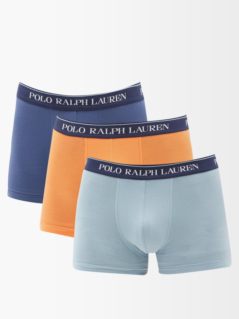 폴로 랄프로렌 언더웨어 3팩 Polo Ralph Lauren Blue Pack of three cotton-blend boxer briefs