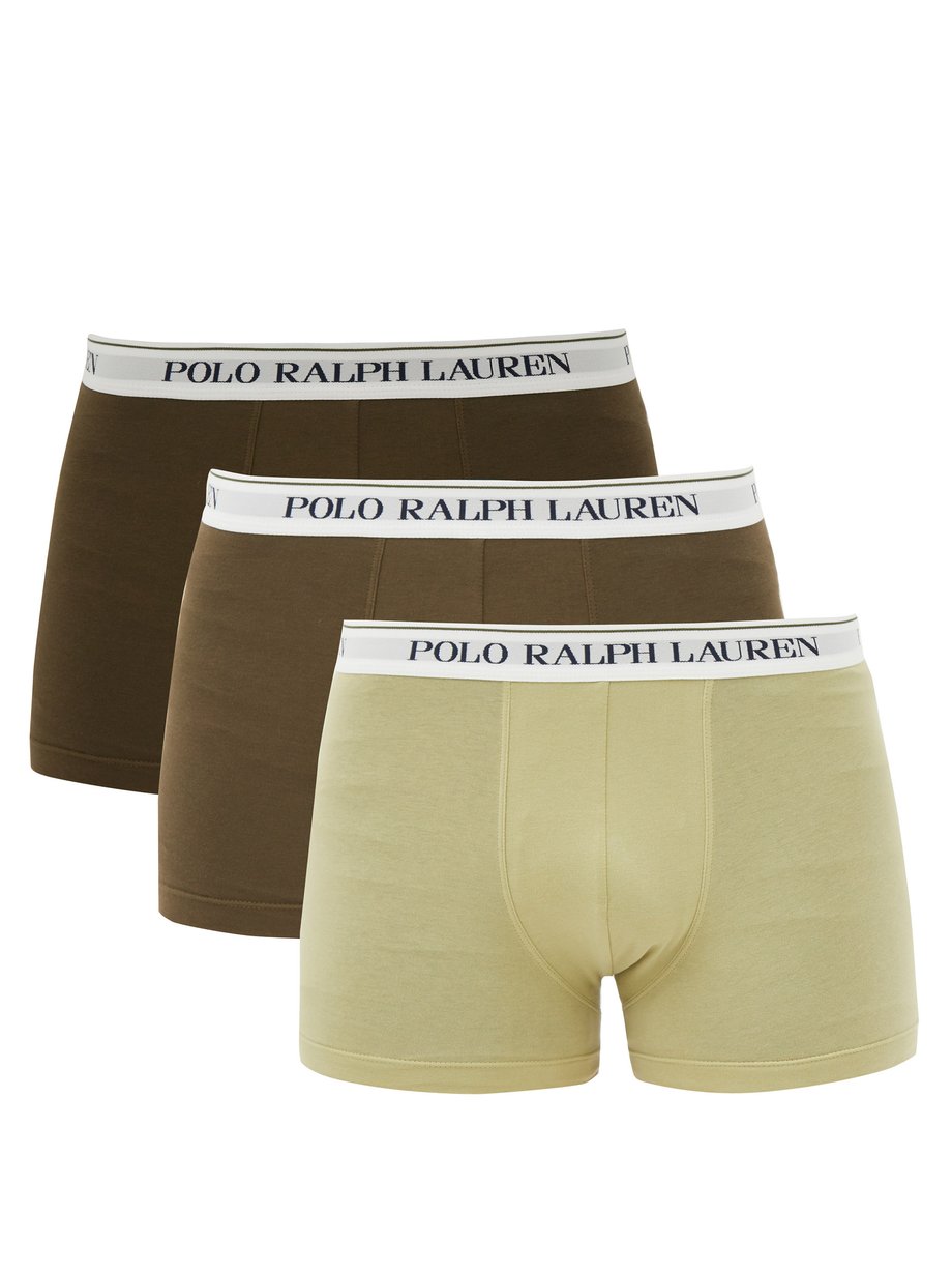 폴로 랄프로렌 언더웨어 3팩 Polo Ralph Lauren Brown Pack of three logo-jacquard cotton-blend trunks