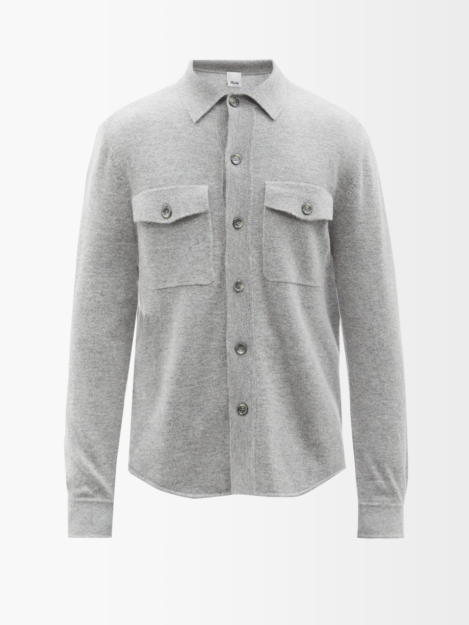 Grey Patch-pocket wool-blend overshirt | Allude | MATCHESFASHION AU