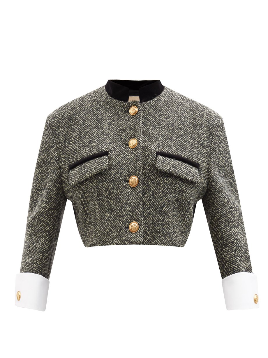Black Single-breasted wool-blend tweed jacket | Gucci | MATCHESFASHION UK