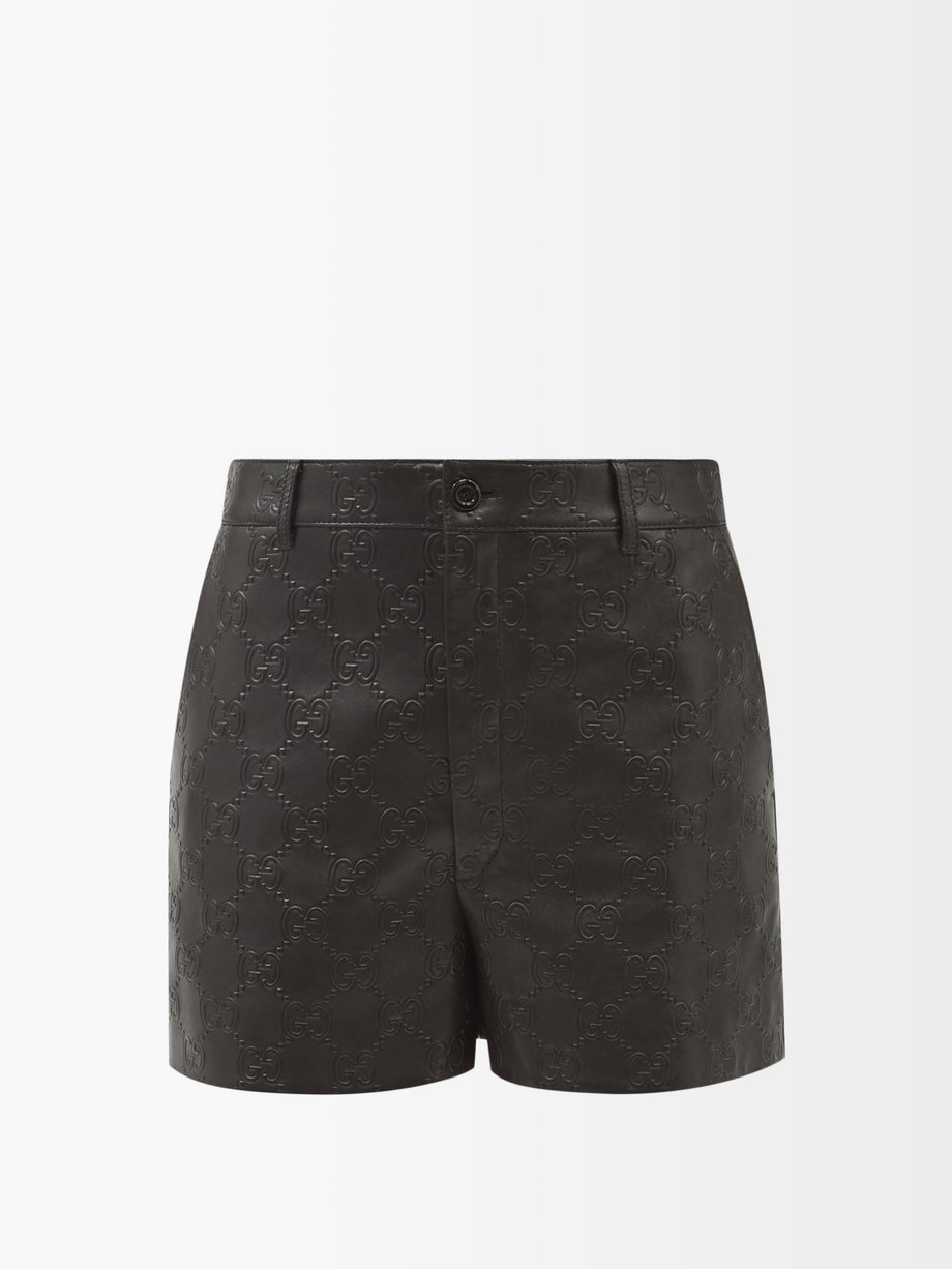 Gucci Black GG-monogram leather shorts | 매치스패션, 모던 럭셔리 온라인 쇼핑