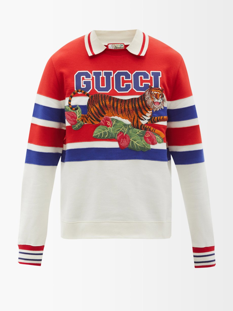Gucci Gucci Gucci Tiger cotton-jersey rugby shirt Red｜MATCHESFASHION（マッ ...