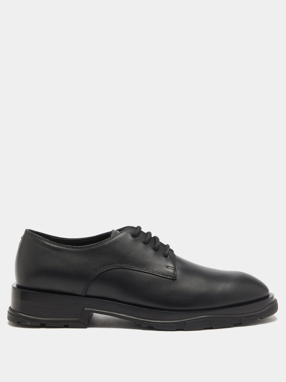 Black Swilly tread-sole leather Derby shoes | Alexander McQueen ...