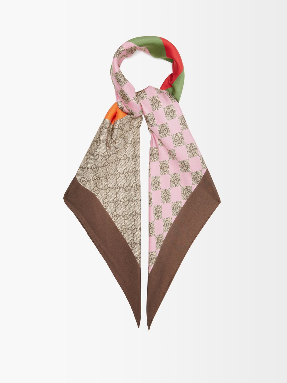 Neutral GG-logo and print scarf | Gucci | MATCHESFASHION UK