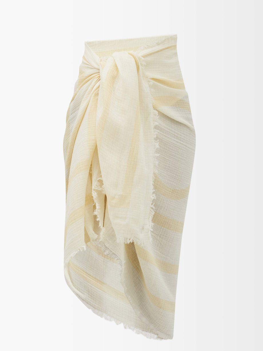 토템 Toteme Gold Monogram-print cotton sarong