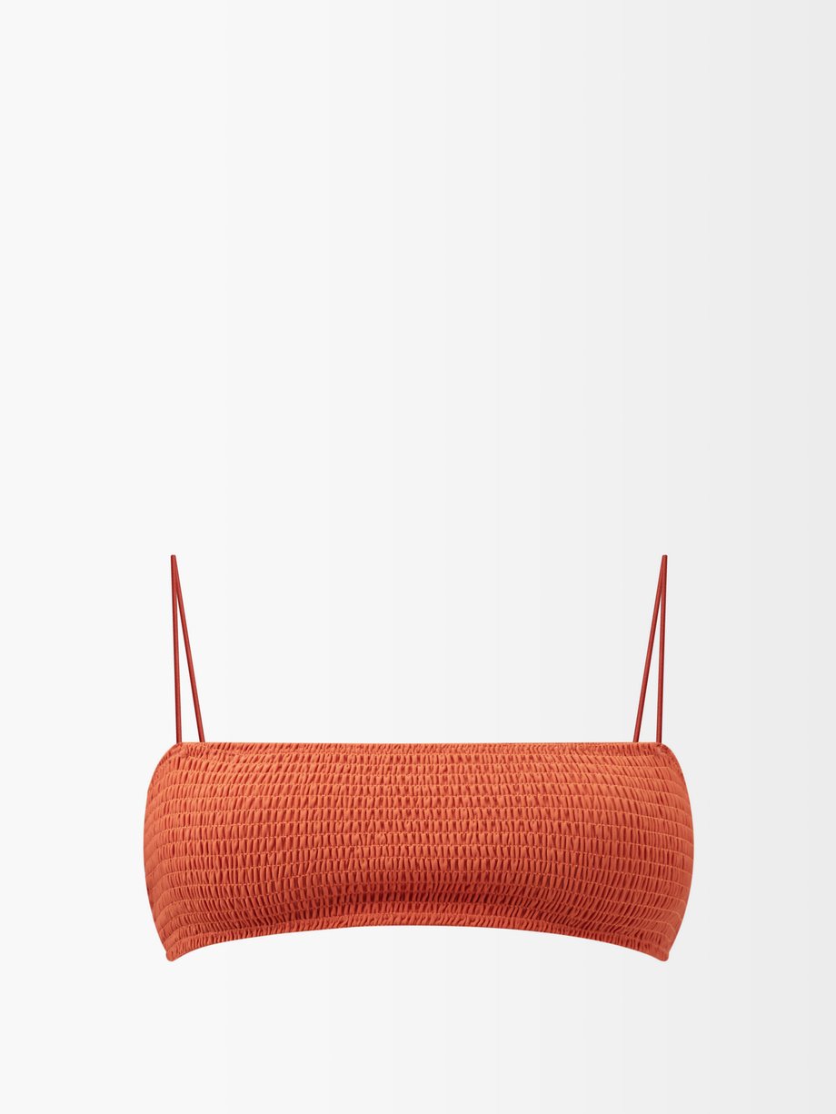 토템 Toteme Orange Smocked bikini top