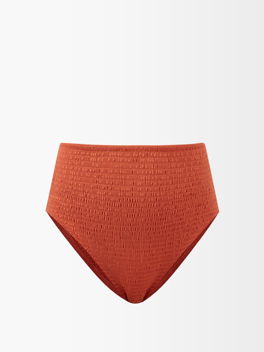 토템 Toteme Orange High-rise smocked bikini briefs