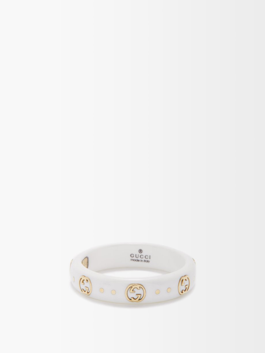 White 18kt gold GG-logo ring Gucci MATCHESFASHION AU