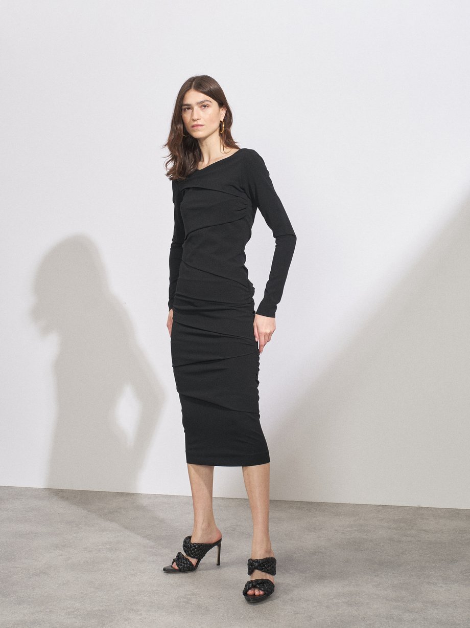 Black Ruched low-back jersey bodycon dress | Raey | MATCHESFASHION US