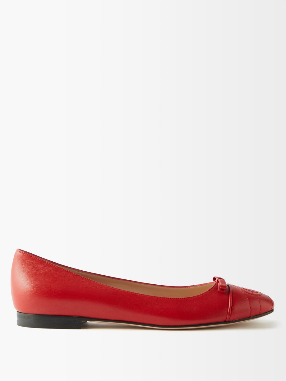 gucci leather ballet flats red