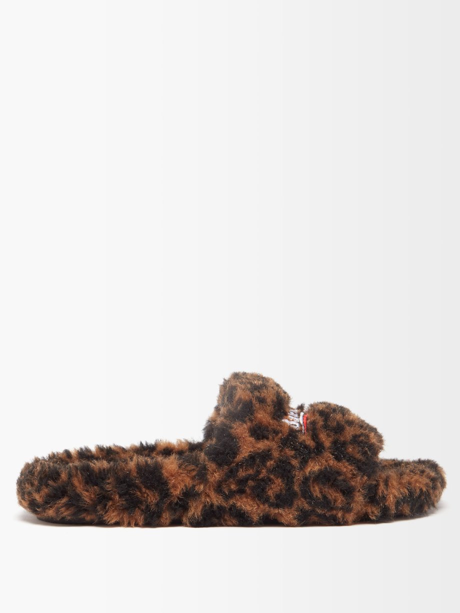 발렌시아가 Balenciaga Leopard Leopard faux-fur slides,LEOPARD