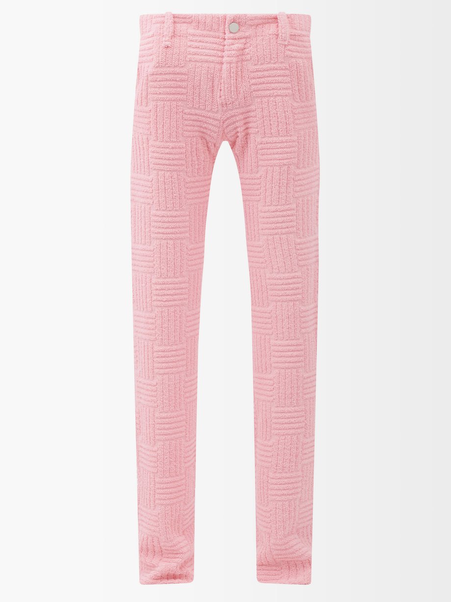 Pink Intrecciato-jacquard terry trousers | Bottega Veneta ...