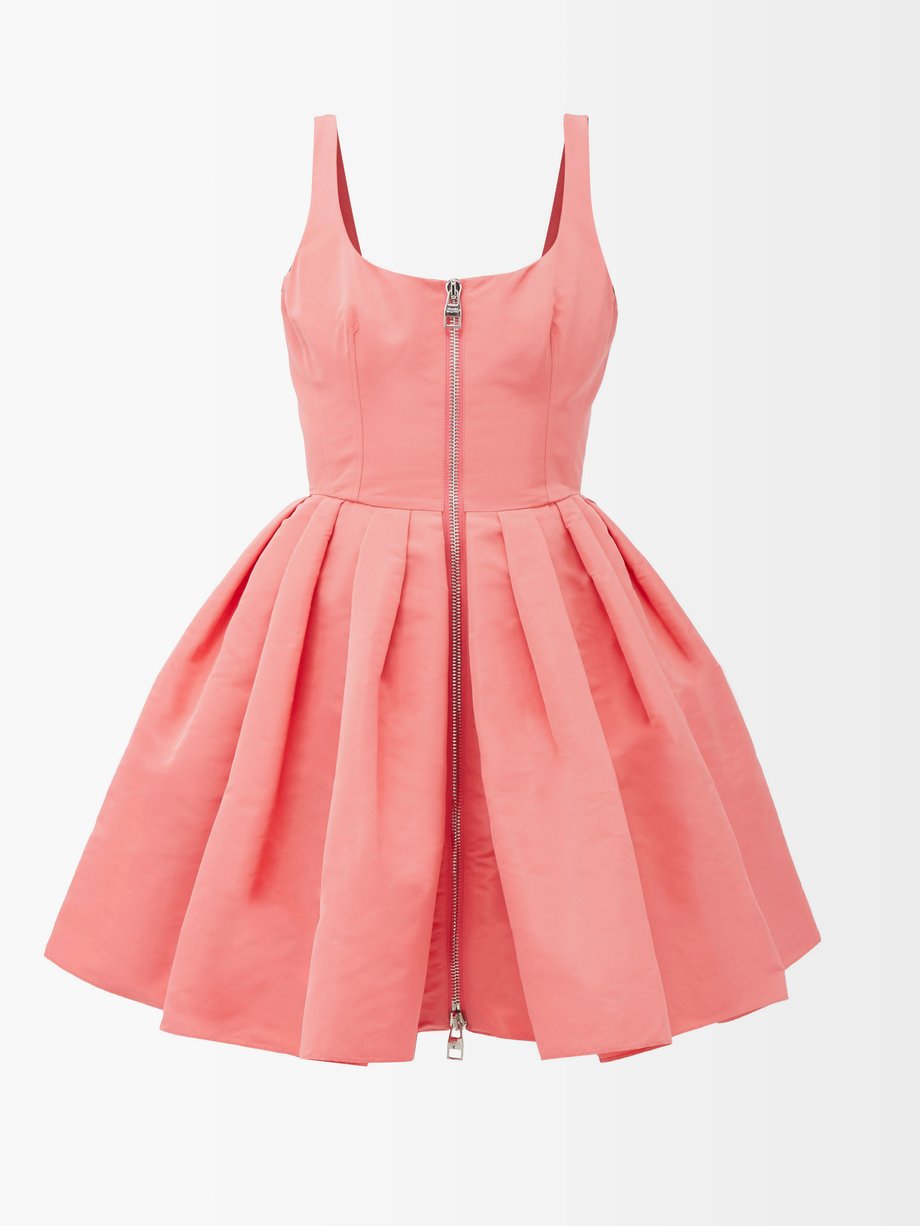 Zipped faille mini dress Pink Alexander ...