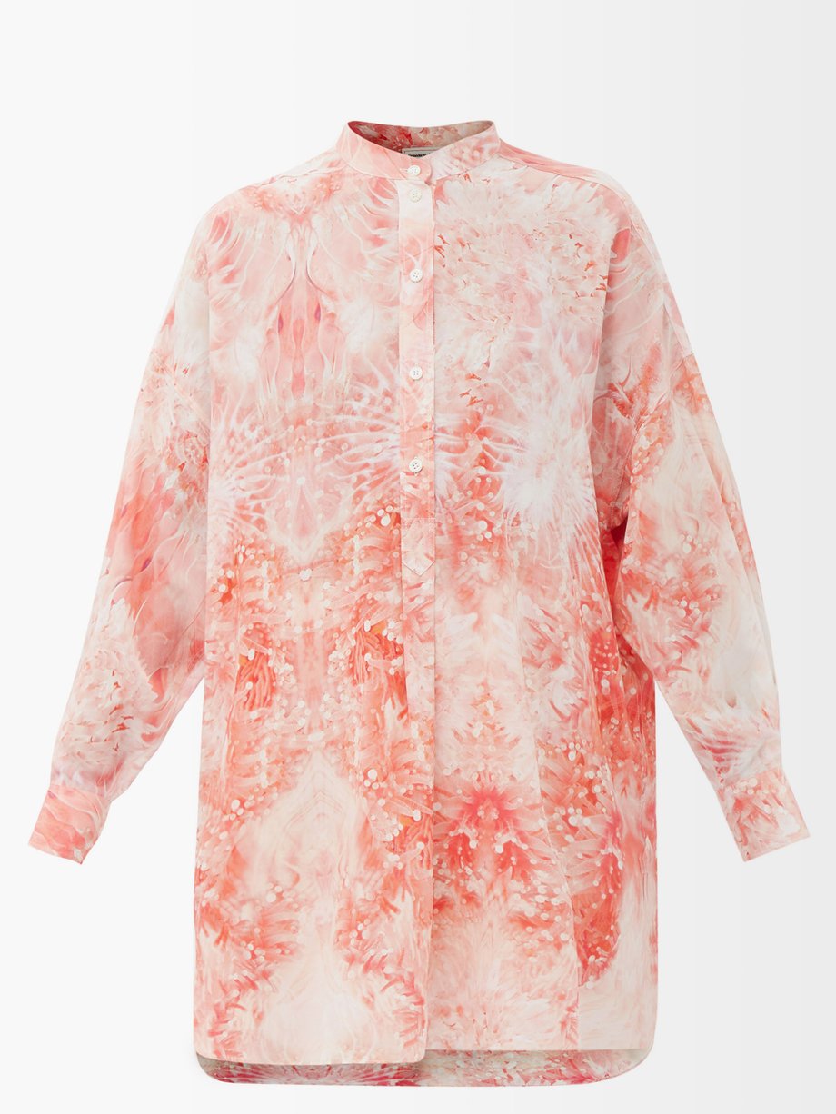 Red Coral-print silk-chiffon shirt | Alexander McQueen | MATCHESFASHION UK