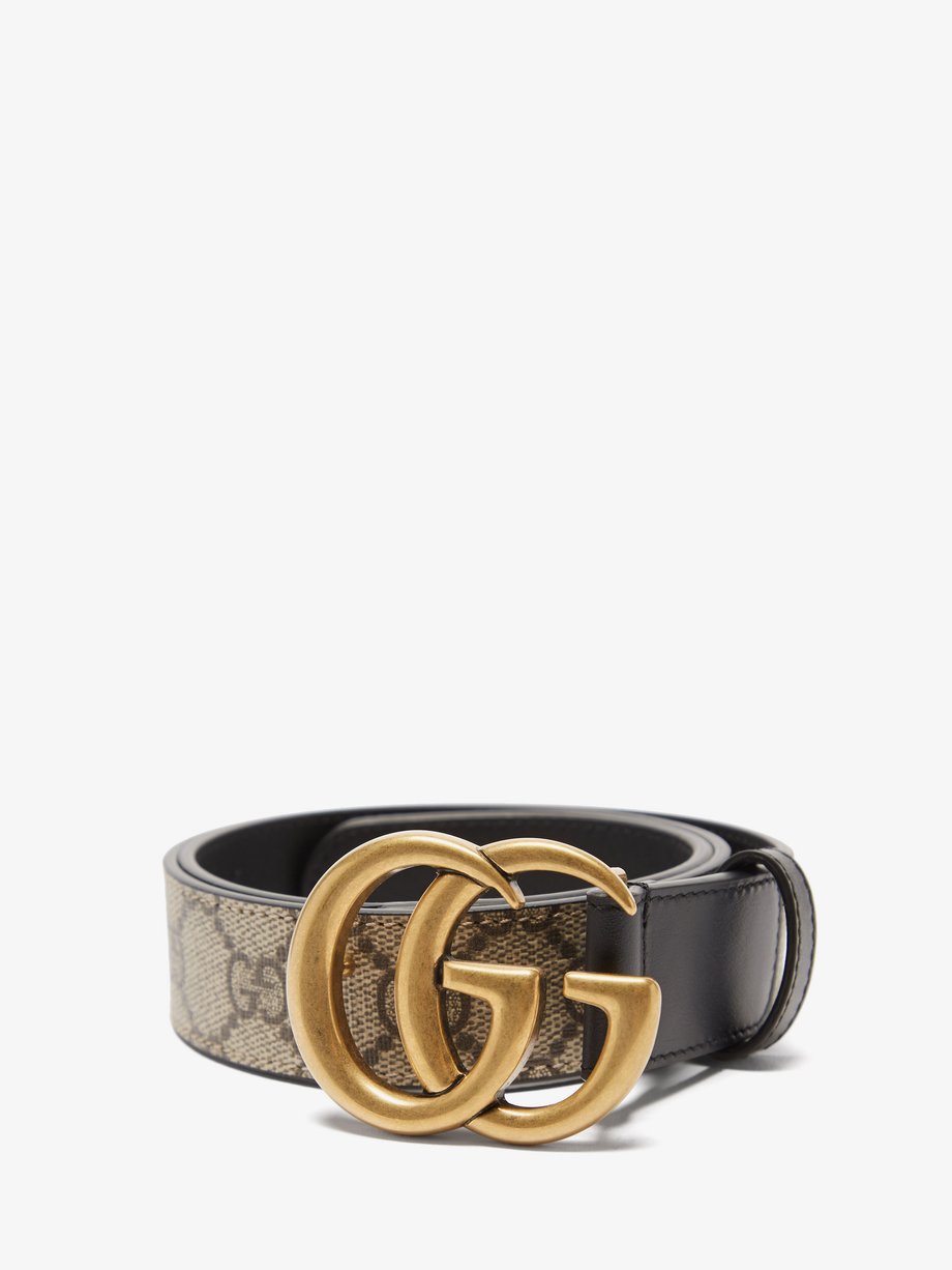 Gucci Gucci Marmont GG Supreme canvas and leather belt Black ...