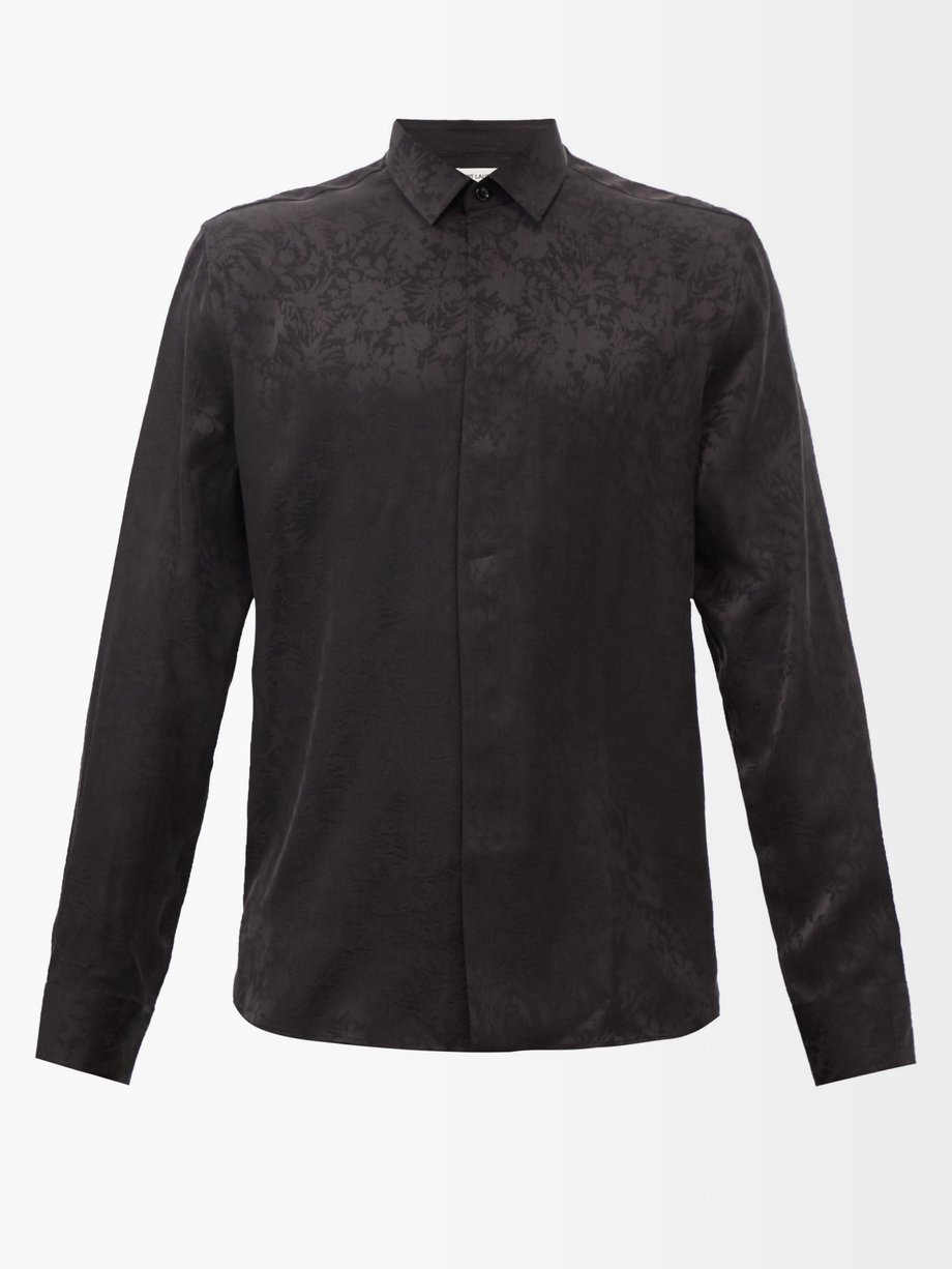 saint laurent black silk shirt