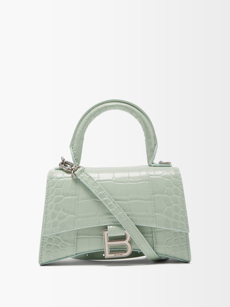 Balenciaga Green Hourglass XS croc-effect leather cross-body bag | 매치스 ...