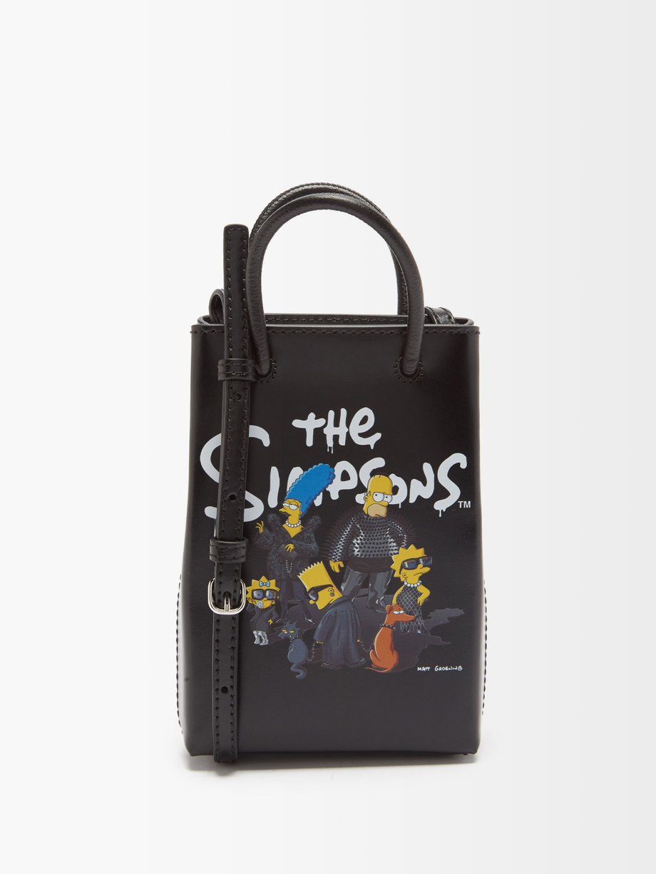 Balenciaga Black X The Simpsons leather cross-body bag | 매치스패션, 모던 럭셔리 ...
