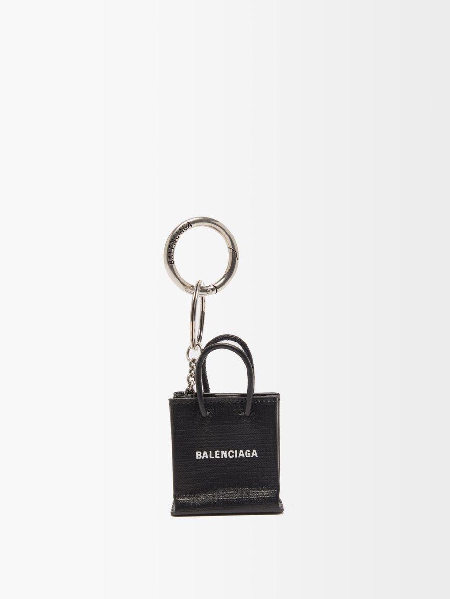 Black Shopping tote leather key ring | Balenciaga | MATCHESFASHION UK