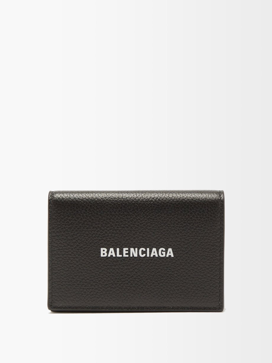 발렌시아가 Balenciaga Black Cash logo-print leather cardholder