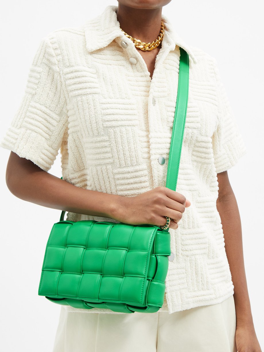 보테가 베네타 Bottega Veneta Green Cassette Intrecciato-leather cross-body bag