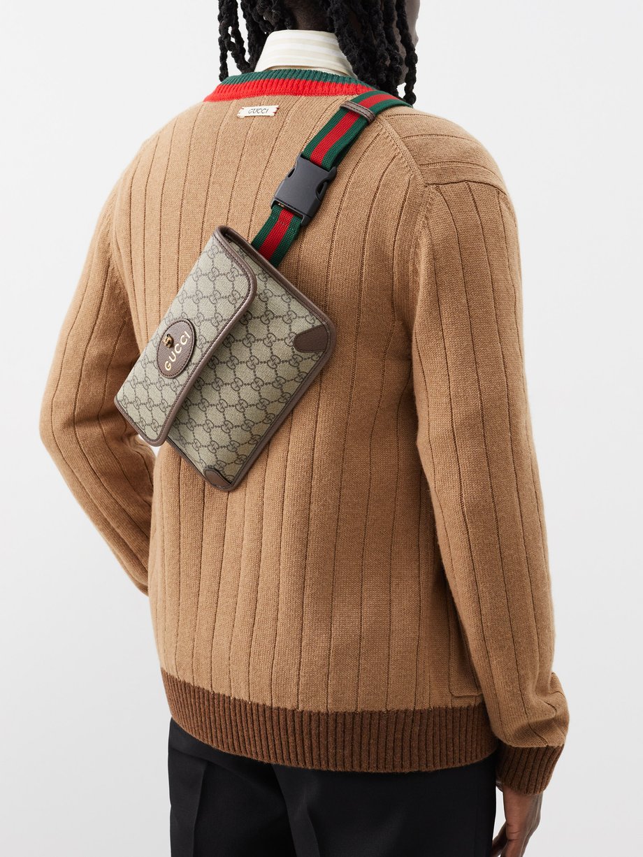 GG-jacquard coated-canvas shoulder bag Brown Gucci | MATCHESFASHION FR