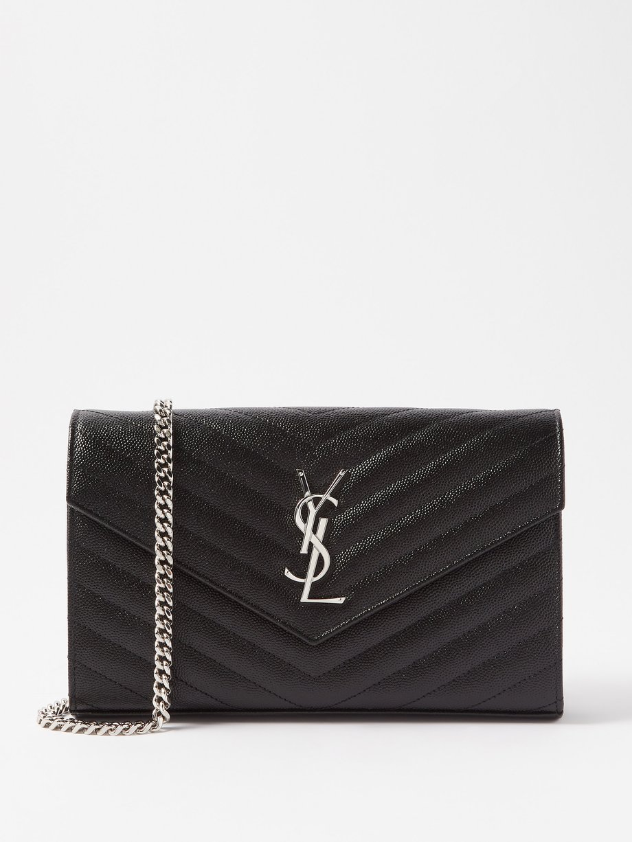 saint laurent black monogram leather cross body bag