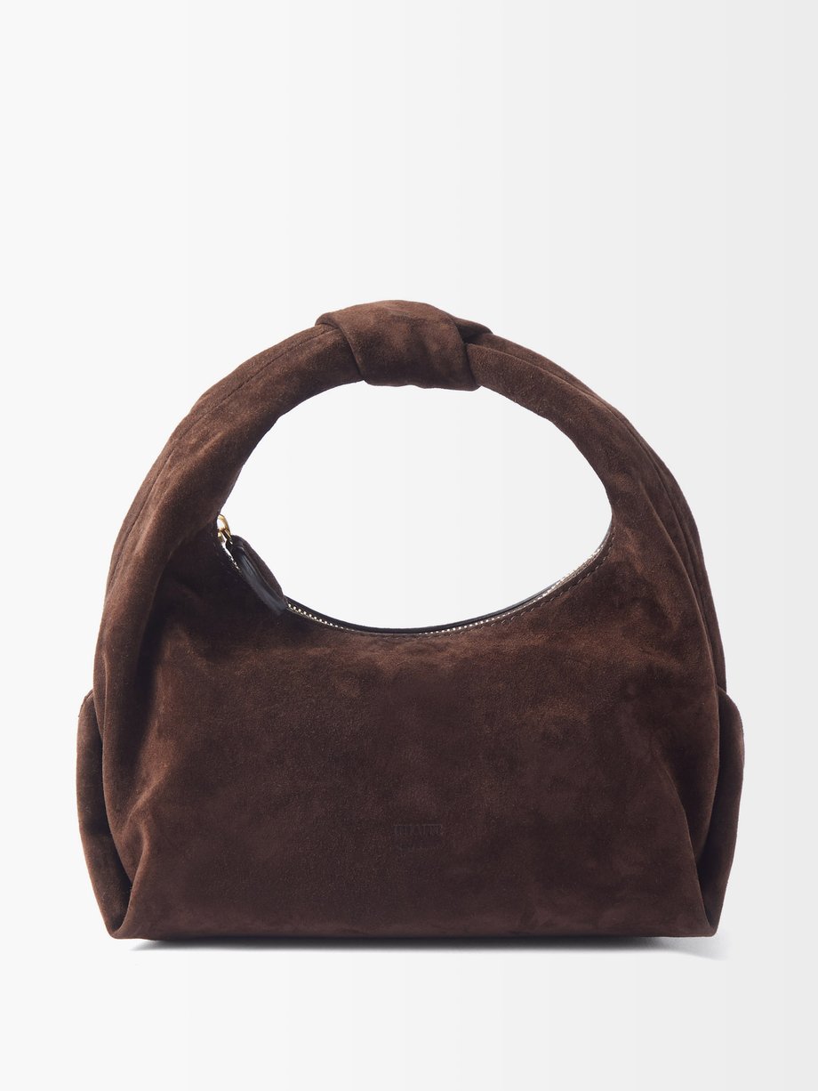 Brown Beatrice small knotted suede shoulder bag | Khaite ...