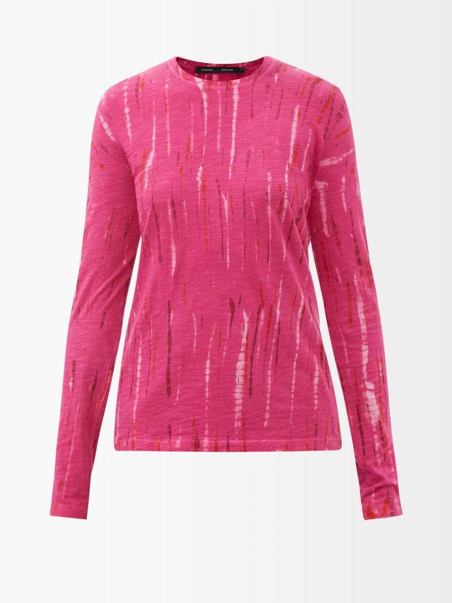 Pink Tie-dyed cotton-jersey long-sleeved T-shirt | Proenza Schouler ...