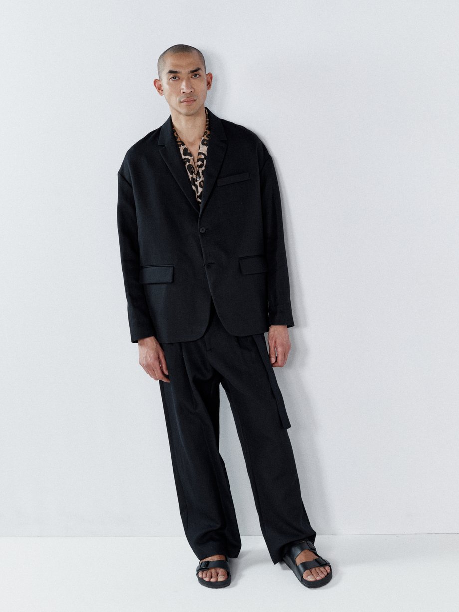 Black Drop shoulder cotton-blend blazer | Raey | MATCHESFASHION AU