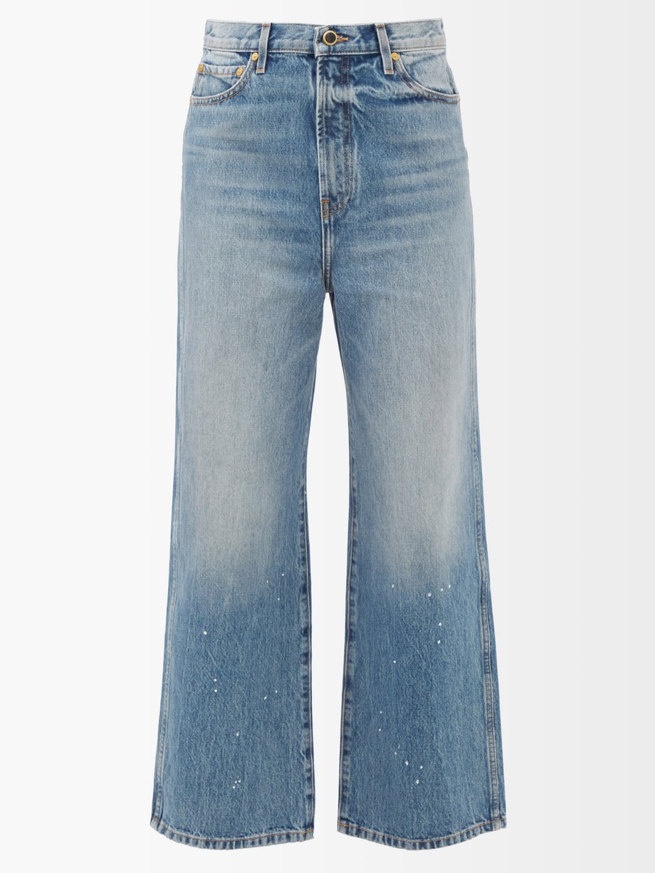 카이트 청바지 Khaite Blue Jordan splatter-print flared jeans
