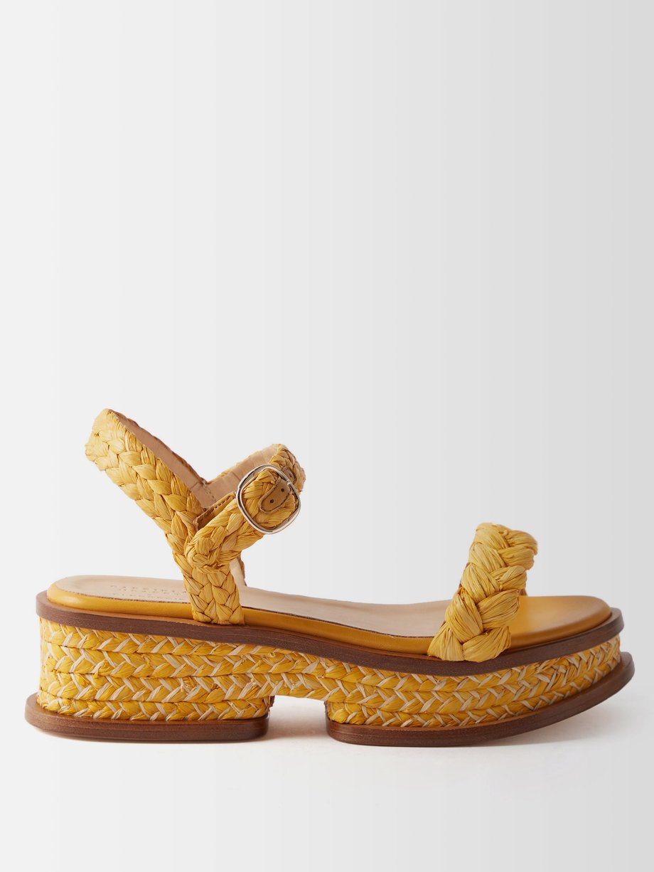 Yellow Michael braided raffia flatform sandals | Gabriela Hearst ...